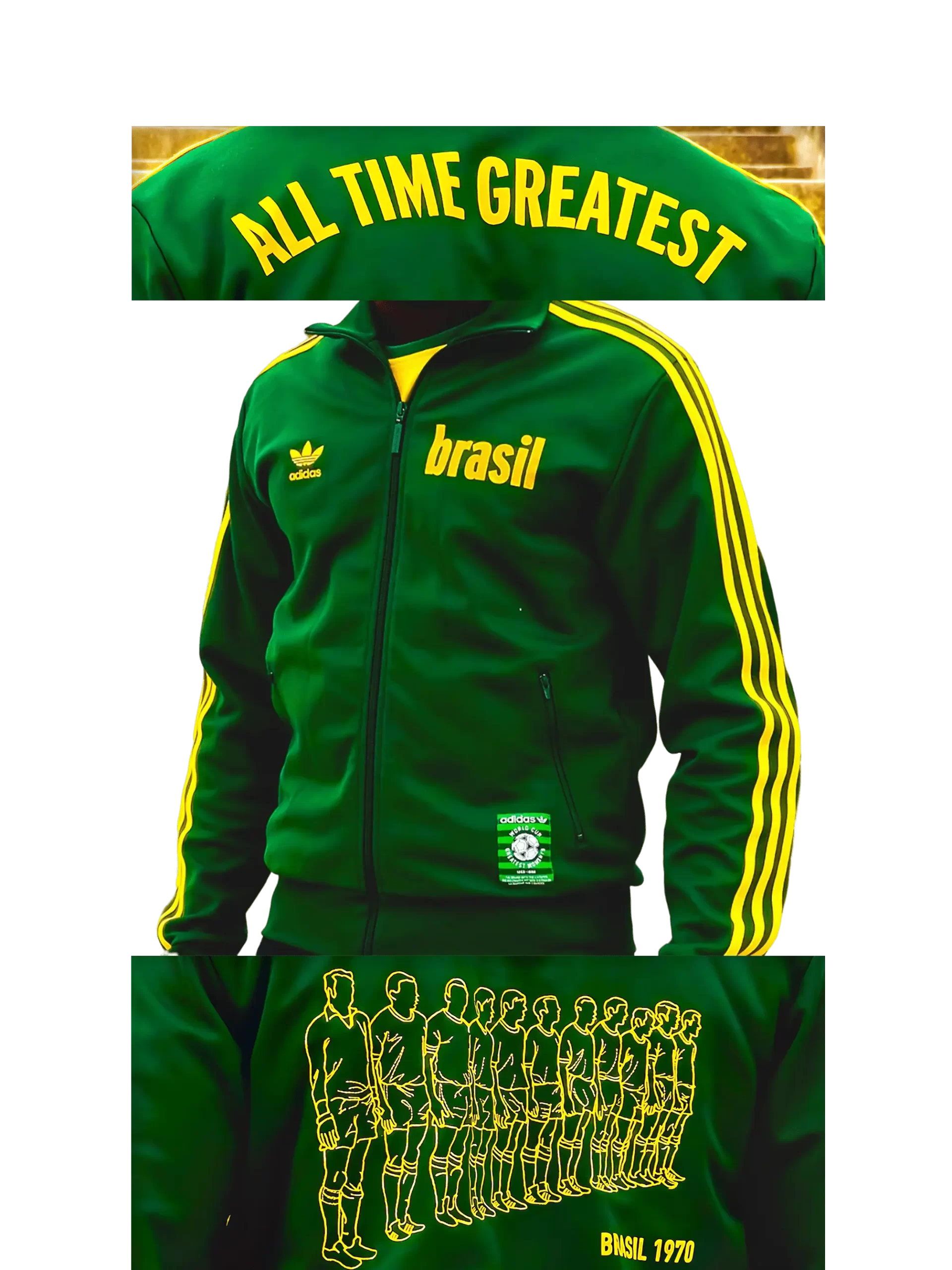 Adidas Brazil National Team Tracksuit Jacket Yellow Green Mens Size M